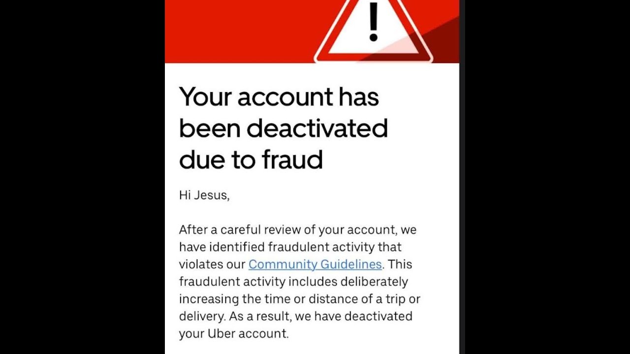 Your Uber, Lyft, Doordash, Uber Eats etc. account has been deactivated due to fraud.