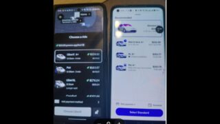2 phones side by side,Uber & Lyft will tell you which is cheaper for rider & where driver makes more