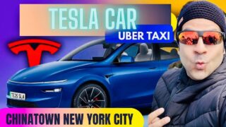Tesla car as uber in new york | China town walkthrough