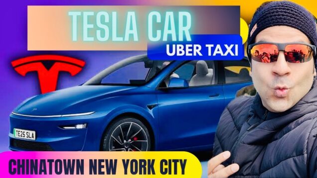Tesla car as uber in new york | China town walkthrough
