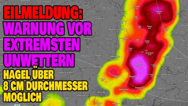 Eilmeldung: Warnung vor extremesten Unwettern – Hagel über 8 cm Durchmesser möglich