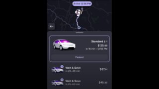 LYFT Standard car within 15 minutes $125.99. Wait 45-60 minutes price drops by $80 to $45.96